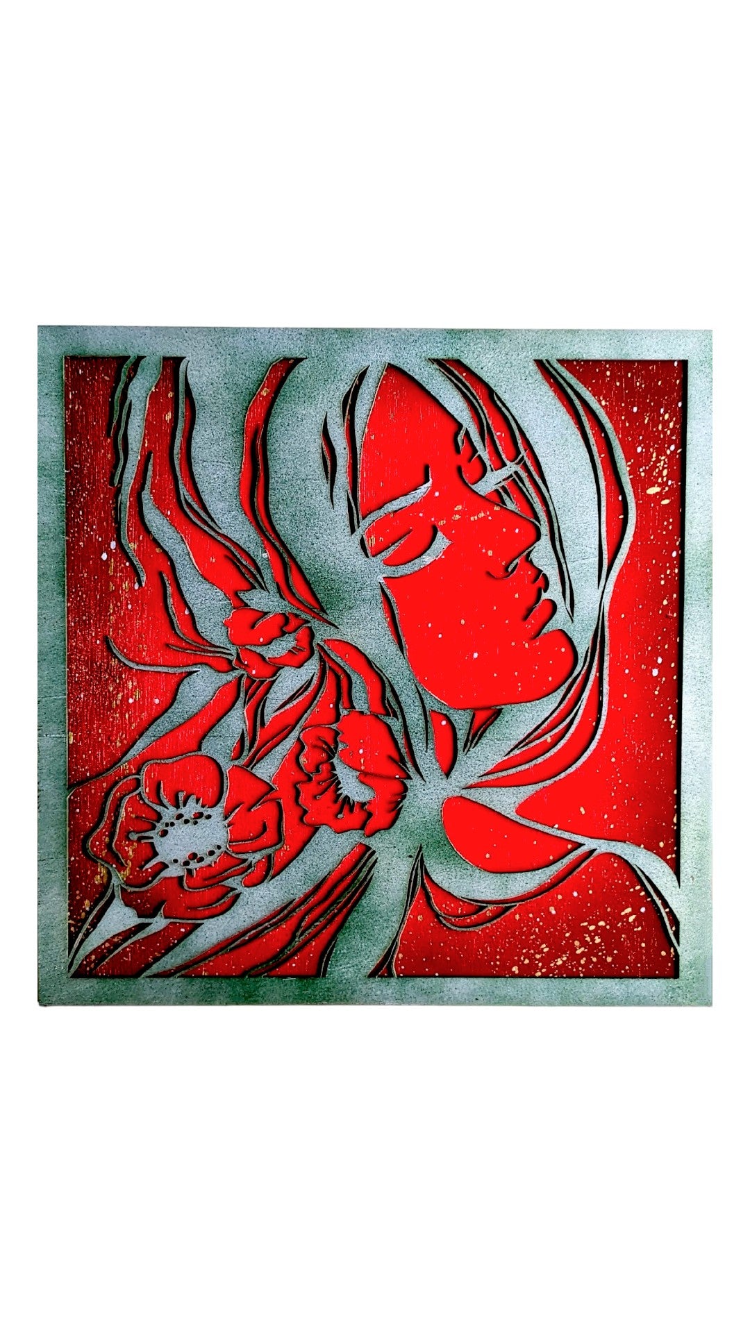 Woman with Flowers in Hair Laser Cut Art