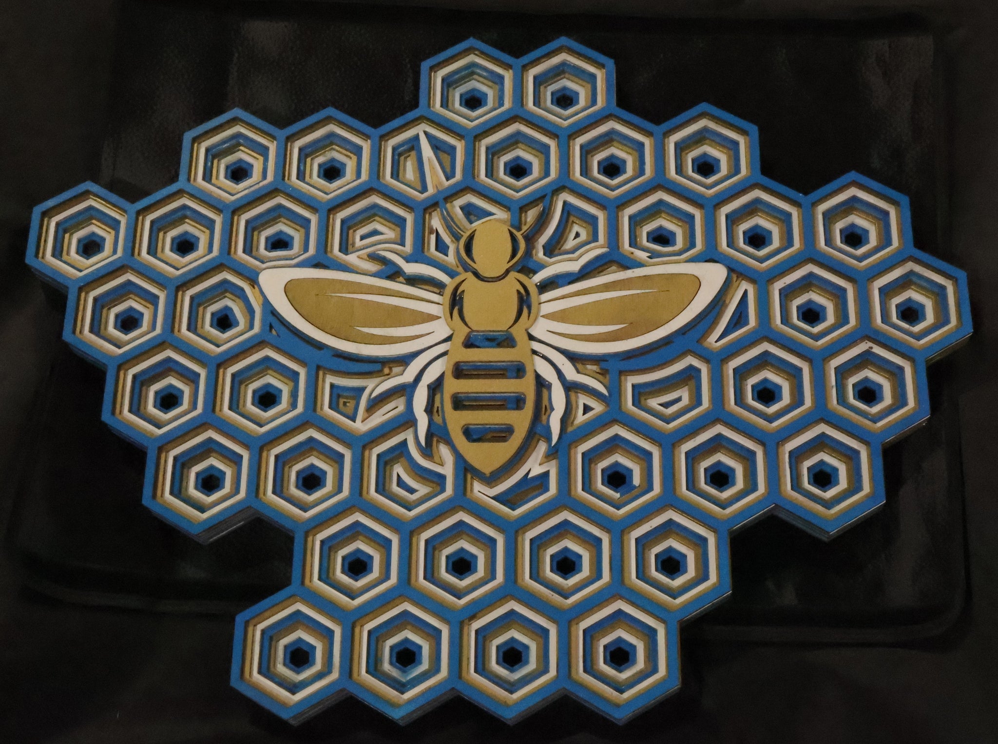 Bee and Honeycomb Laser Cut Art