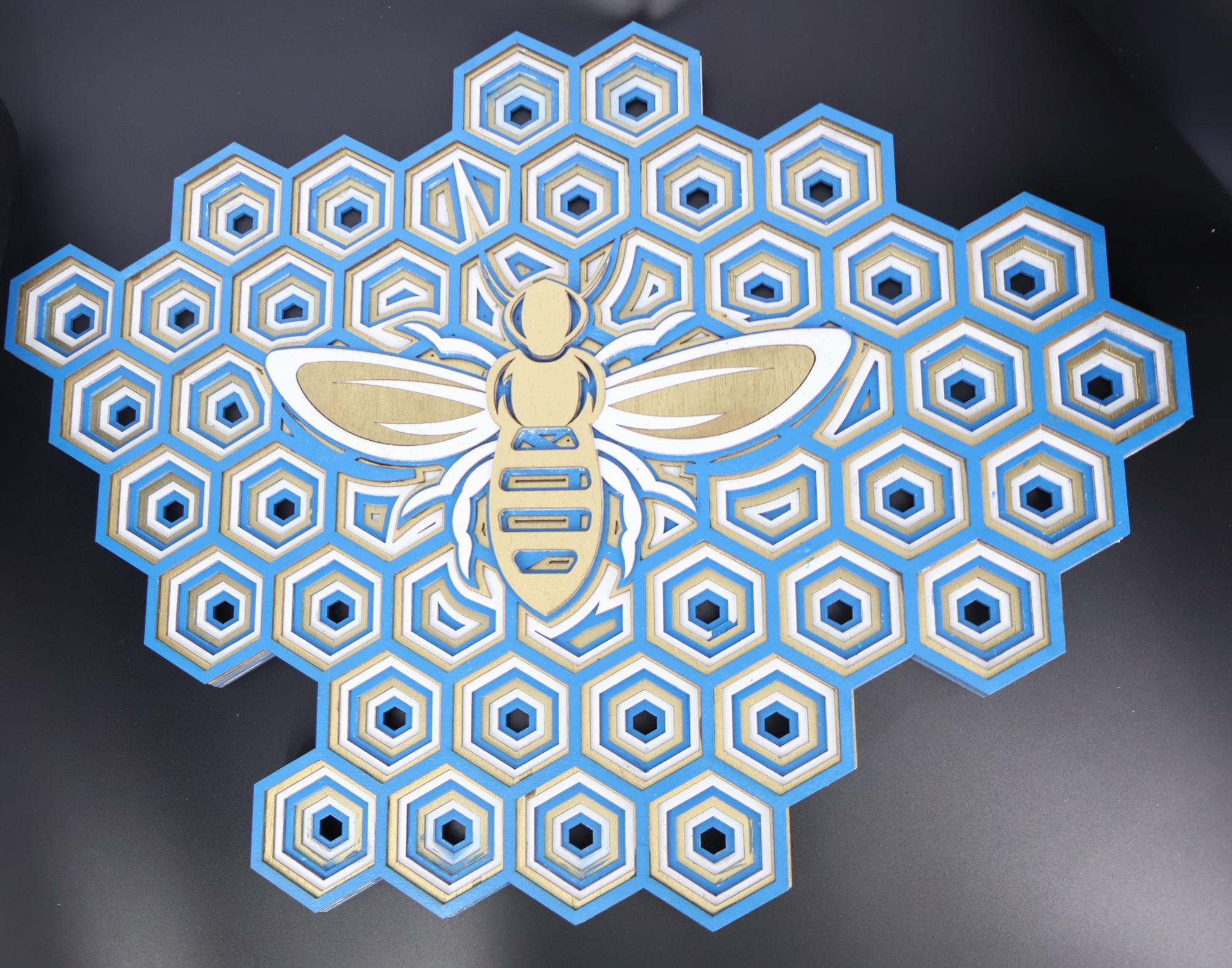 Bee and Honeycomb Laser Cut Art