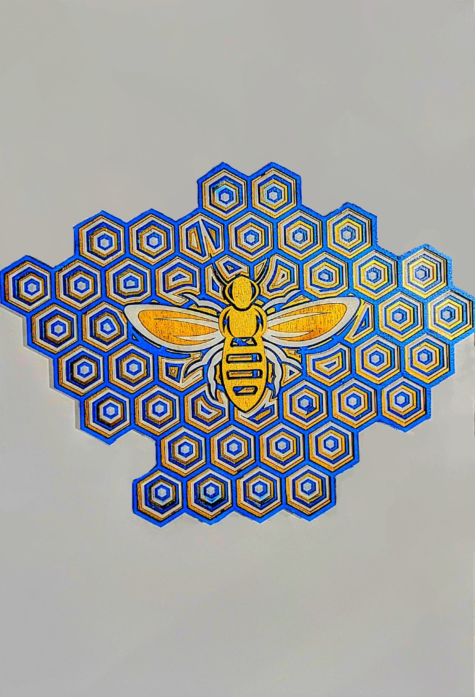 Bee and Honeycomb Laser Cut Art