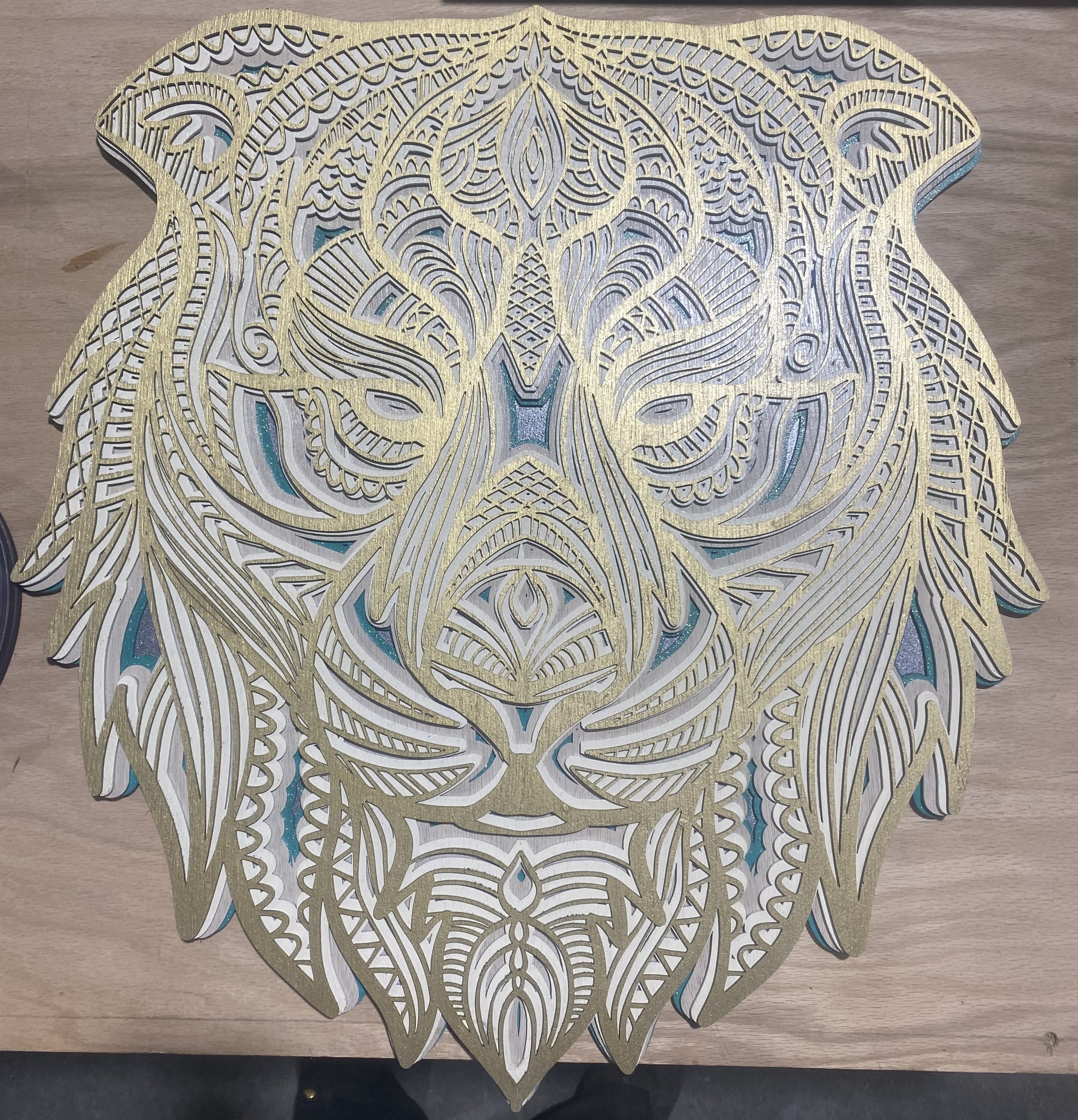 Lions Head Laser Cut Art