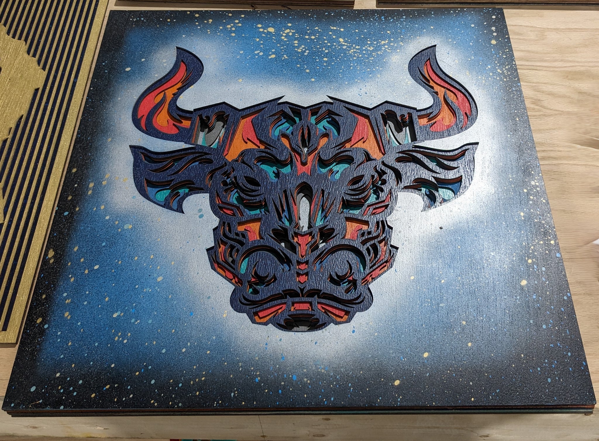 Bull Head Laser Cut Art