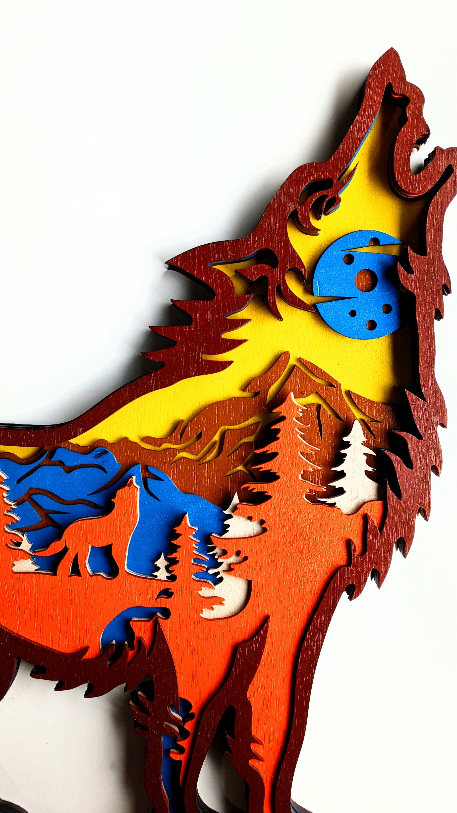 Howling Wolf Laser Cut Art