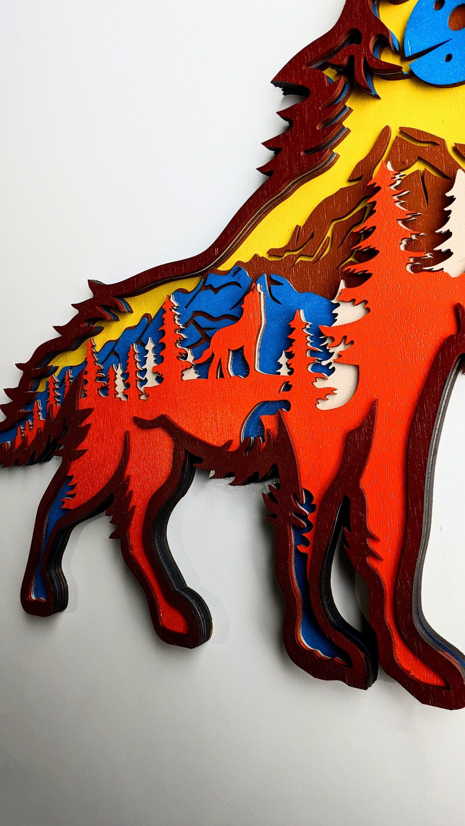 Howling Wolf Laser Cut Art