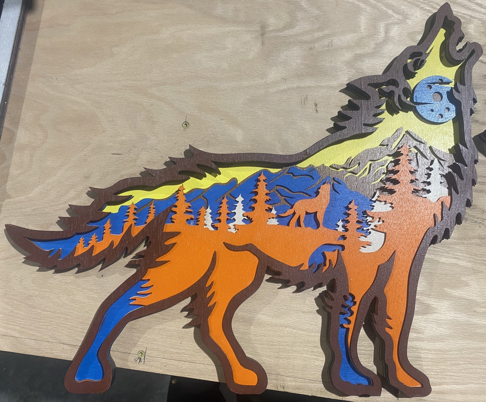 Howling Wolf Laser Cut Art