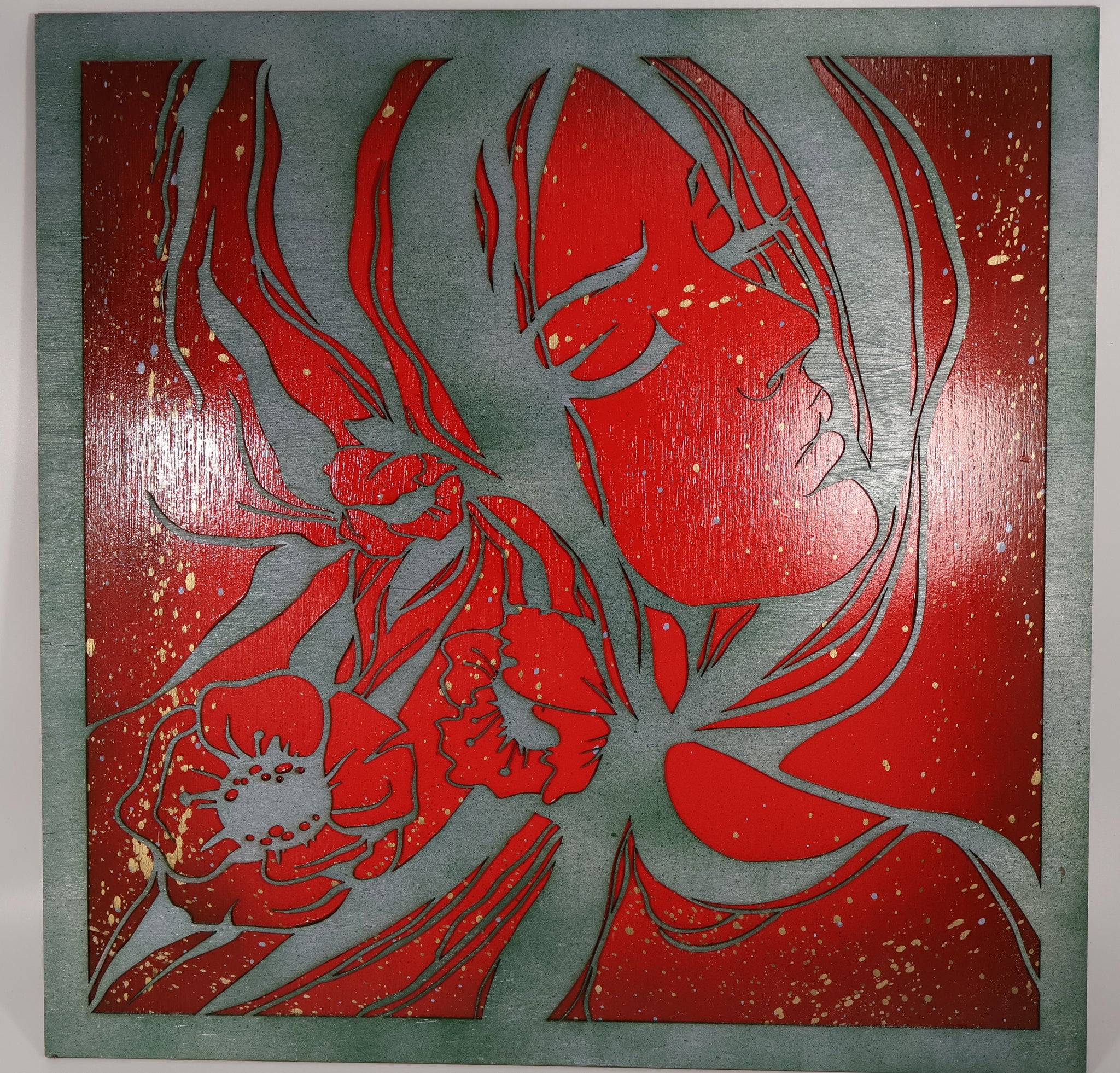 Woman with Flowers in Hair Laser Cut Art