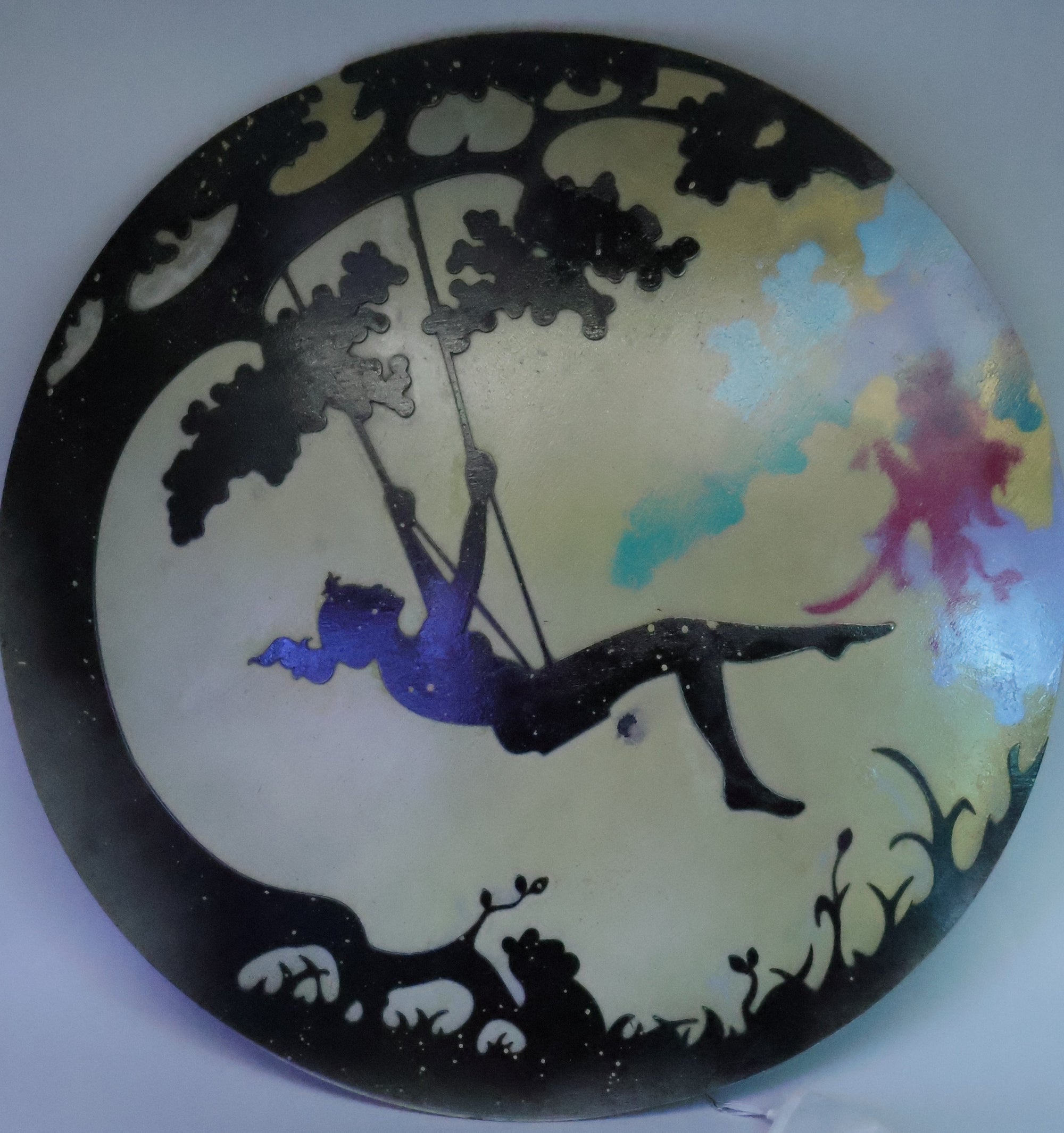 Girl Swinging on the Moon Laser Cut Art